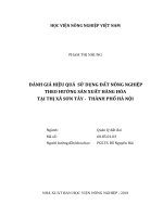 Đánh giá hiệu quả sử dụng đất nông nghiệp theo hướng sản xuất hàng hóa tại thị xã sơn tây   thành phố hà nội   