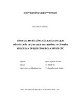 Đánh giá sự hài lòng của khách du lịch đối với chất lượng dịch vụ tại công ty cổ phần khách sạn du lịch công đoàn hồ núi cốc   