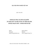 Đánh giá công tác đấu giá quyền sử dụng đất tại một số dự án trên địa bàn huyện thạch thất   thành phố hà nội   
