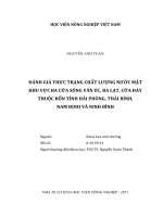Đánh giá thực trạng chất lượng nước mặt khu vực ba cửa sông văn úc, ba lạt, cửa đáy thuộc bốn tỉnh hải phòng, thái bình, nam định và ninh bình