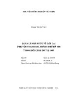 Quản lý nhà nước về đất đai ở huyện thanh oai, thành phố hà nội trong bối cảnh đô thị hóa   