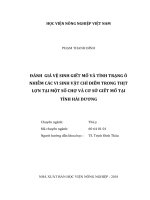 Đánh giá vệ sinh giết mổ và tình trạng ô nhiễm các vi sinh vật chỉ điểm trong thịt lợn tại một số chợ và cơ sở giết mổ tại tỉnh hải dương   