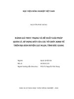 Đánh giá thực trạng và đề xuất giải pháp quản lý, sử dụng đất của các tổ chức kinh tế trên địa bàn huyện lục ngạn, tỉnh bắc giang   