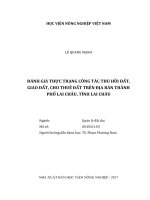 Đánh giá thực trạng công tác thu hồi đất, giao đất, cho thuê đất trên địa bàn thành phố lai châu, tỉnh lai châu   