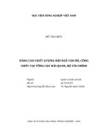 Nâng cao chất lượng đội ngũ cán bộ, công chức tại tổng cục hải quan, bộ tài chính   