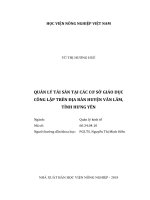 Quản lý tài sản tại các cơ sở giáo dục công lập trên địa bàn huyện văn lâm, tỉnh hưng yên   