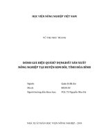Đánh giá hiệu quả sử dụng đất sản xuất nông nghiệp tại huyện kim bôi, tỉnh hòa bình   