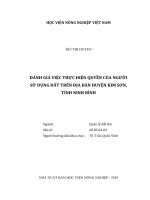 Đánh giá việc thực hiện quyền của người sử dụng đất trên địa bàn huyện kim sơn, tỉnh ninh bình   