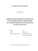 Nghiên cứu mối liên hệ giữa sự đa kháng với tỷ lệ phát hiện gen kháng cephalosporin của vi khuẩn escherichia coli phân lập được từ chất thải của lợn   