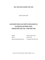 Giải pháp nâng cao chất lượng dịch vụ tại khách sạn hồng ngọc thành phố việt trì tỉnh phú thọ   