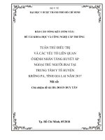 tuân thủ điều trị và các yếu tố liên quan ở bệnh nhân tăng huyết áp ngoại trú người jrai tại trung tâm y tế huyện krông pa, tỉnh gia lai năm 2017 