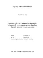Đánh giá việc thực hiện quyền của người sử dụng đất trên địa bàn huyện yên dũng, tỉnh bắc giang giai đoạn 2014   2016   