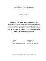 Đánh giá việc thực hiện chính sách bồi thường, hỗ trợ và tái định cư khi nhà nước thu hồi đất phục vụ một số dự án xây dựng cơ sở hạ tầng kỹ thuật trên địa bàn huyện gia lâm   thành phố hà nội   