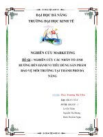 NGHIÊN CỨU CÁC NHÂN TỐ ẢNH HƯỞNG ĐẾN HÀNH VI TIÊU DÙNG SẢN PHẨM BẢO VỆ MÔI TRƯỜNG TẠI THÀNH PHỐ ĐÀ NẴNG