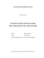 Giải pháp tạo việc làm cho lao động nông thôn huyện vũ thư, tỉnh thái bình   