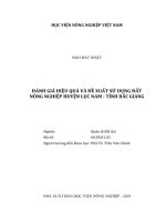 Đánh giá hiệu quả và đề xuất sử dụng đất nông nghiệp huyện lục nam   tỉnh bắc giang   