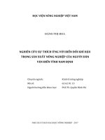 Nghiên cứu sự thích ứng với biến đổi khí hậu trong sản xuất nông nghiệp của người dân ven biển tỉnh nam định  luận án tiến sĩ  kinh tế nông nghiệp 62 62 01 15 