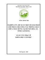 Nghiên cứu đề xuất một số giải pháp góp phần cho công tác phòng cháy chữa cháy rừng tại huyện hòa an tỉnh cao bằng 