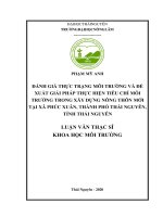 Đánh giá thực trạng môi trường và đề xuất giải pháp thực hiện tiêu chí môi trường trong xây dựng nông thôn mới tại xã phúc xuân thành phố thái nguyên tỉnh thái nguyên 