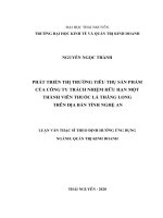 Phát triển thị trường tiêu thụ sản phẩm của công ty trách nhiệm hữu hạn một thành viên thuốc lá thăng long trên địa bàn tỉnh nghệ an 