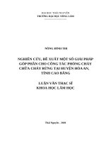 Nghiên cứu, đề xuất một số giải pháp góp phần cho công tác phòng cháy chữa cháy rừng tại huyện hòa an, tỉnh cao bằng 