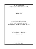 Nghiên cứu bù hệ số công suất để cải thiện chất lượng điện năng của mạng điện cấp cho thành phố lạng sơn 