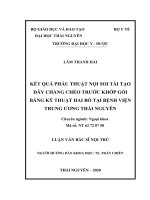 Kết quả phẫu thuật nội soi tái tạo dây chằng chéo trước khớp gối bằng kỹ thuật hai bó tại bệnh viện trung ương thái nguyên 