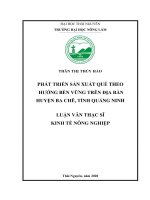 Phát triển sản xuất quế theo hướng bền vững trên địa bàn huyện ba chẽ tỉnh quảng ninh 