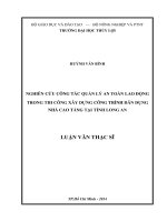 Nghiên cứu công tác quản lý an toàn lao động trong thi công xây dựng công trình dân dụng nhà cao tầng tại tỉnh long an 