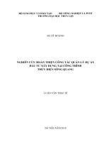 Nghiên cứu hoàn thiện công tác quản lý dự án đầu tư xây dựng tại công trình thủy điện sông quang 