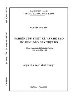 NGHIểN CỨU THIẾT KẾ VÀ CHẾ TẠO MƠ HỊNH MÁY SẤY THỊT BỊ