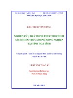 Nghiên cứu quá trình thực thi miễn giảm thủy lợi phí nông nghiệp trên địa bàn tình hòa bình 