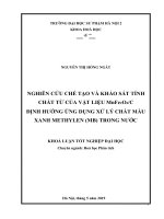 Nghiên cứu chế tạo và khảo sát tính chất từ của vật liệu mnfe2o4c định hướng ứng dụng xử lý chất màu xanh methylen (MB) trong nước 