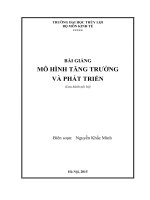 Bài giảng mô hình tăng trưởng và phát triển 