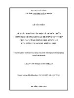 ĐỀ XUẤT PHƯƠNG ÁN HỢP LÝ ĐỂ SỬA CHỮA HOẶC GIA CƯỜNG KẾT CẤU BÊ TÔNG CỐT THÉP CHO CÁC CÔNG TRÌNH NHÀ SẢN XUẤT CỦA CÔNG TY SANEST KHÁNH HÒA