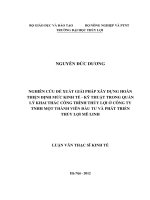 Nghiên cứu đề xuất giải pháp xây dựng hoàn thiện định mức kinh tế kỹ thuật trong quản lý khai thác công trình thủy lợi ở công ty tnhh một thành viên đầu tư và phát triển thủy lợi mê linh 