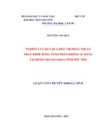 Nghiên cứu kết quả điều trị phẫu thuật thay khớp háng toàn phần không xi măng tại bệnh viện đa khoa tỉnh phú thọ