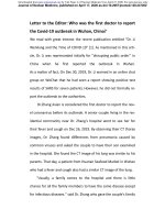 Letter to the editor who was the first doctor to report the covid 19 outbreak in wuhan china j nucl med 2020
