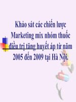 SEMINAR khảo sát các chiến lược marketing mix nhóm thuốc điều trị tăng huyết áp từ năm 2005 đến 2009 tại hà nội (LUẬN văn NGÀNH dược)