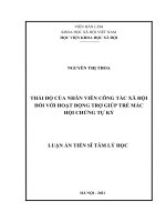 Thái độ của nhân viên công tác xã hội đối với hoạt động trợ giúp trẻ mắc hội chứng tự kỷ 