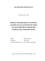 Đánh giá tình hình quản lý và sử dụng lao động của các cơ sở sản xuất trong các làng nghề gốm sứ trên địa bàn huyện gia lâm, thành phố hà nội   
