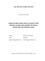 Đánh giá hiện trạng công tác quản lý môi trường tại khu công nghiệp vân trung, huyện việt yên, tỉnh bắc giang   