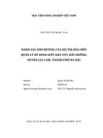 Đánh giá ảnh hưởng của đô thị hóa đến quản lý sử dụng đất khu vực bắc đuống, huyện gia lâm, thành phố hà nội   