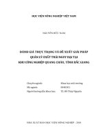 Đánh giá thực trạng và đề xuất giải pháp quản lý chất thải nguy hại tại khu công nghiệp quang châu, tỉnh bắc giang   