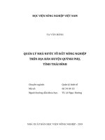 Quản lý nhà nước về đất nông nghiệp trên địa bàn huyện quỳnh phụ, tỉnh thái bình   