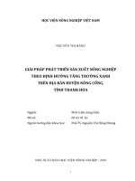 Giải pháp phát triển sản xuất nông nghiệp theo định hướng tăng trưởng xanh trên địa bàn huyện nông cống, tỉnh thanh hóa   