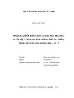 Đánh giá diễn biến chất lượng môi trường nước mặt trên địa bàn thành phố lai châu, tỉnh lai châu giai đoạn 2010   2017   