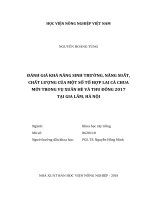Đánh giá khả năng sinh trưởng, năng suất, chất lượng của một số tổ hợp lai cà chua mới trong vụ xuân hè và thu đông 2017 tại gia lâm, hà nội   