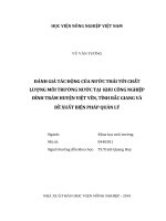 Đánh giá tác động của nước thải tới chất lượng môi trường nước tại khu công nghiệp đình trám huyện việt yên, tỉnh bắc giang và đề xuất biện pháp quản lý   