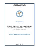 Luận án tiến sỹ kinh tế -  Mối quan hệ giữa tài chính hành vi và hiệu quả đầu tư trên thị trường bất động sản thành phố Hồ Chí Minh.